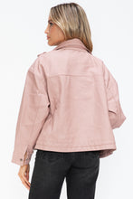 Load image into Gallery viewer, How Dare U Drawstring Hem PU Leather Zip Up Jacket
