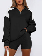 Load image into Gallery viewer, Contrast Quarter Zip Long Sleeve Sweatshirt
