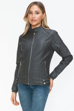 Load image into Gallery viewer, Snobbish Faux Leather Biker Jacket with Side Zip Pockets
