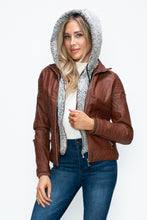 Load image into Gallery viewer, YMI Faux Layered Double-Zipper Jacket with Fuzzy Hood

