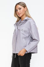 Load image into Gallery viewer, How Dare U Drawstring Hem PU Leather Zip Up Jacket
