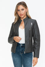 Load image into Gallery viewer, Snobbish Faux Leather Zip Up Mock Neck Jacket
