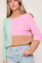 Load image into Gallery viewer, Color Block Mock Neck Ribbed Trim Sweater

