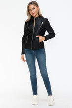 Load image into Gallery viewer, Snobbish Faux Leather Zip Up Mock Neck Jacket
