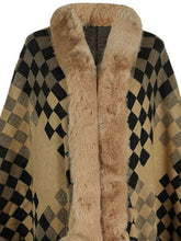Load image into Gallery viewer, Fuzzy Checkered Long Sleeve Poncho
