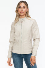 Load image into Gallery viewer, Snobbish Faux Leather Biker Jacket with Side Zip Pockets
