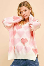 Load image into Gallery viewer, Davi &amp; Dani Heart Pearl Side Slit V Neck Sweater
