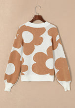 Load image into Gallery viewer, Contrast Flower Mock Neck Long Sleeve Sweater
