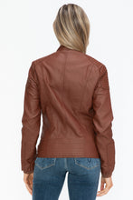 Load image into Gallery viewer, Snobbish Faux Leather Biker Jacket with Side Zip Pockets
