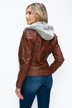 Load image into Gallery viewer, YMI Faux Layered Double-Zipper Jacket with Fuzzy Hood
