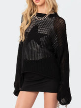 Load image into Gallery viewer, Star Round Neck Long Sleeve Knit Top

