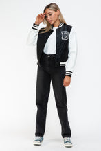 Load image into Gallery viewer, Love Me Now PU Leather Contrast Snap Down Bomber Jacket
