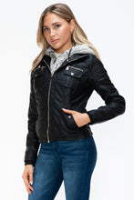 Load image into Gallery viewer, YMI Removable Faux Layered Multi-Pocket Jacket with Fuzzy Hood

