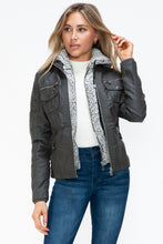 Load image into Gallery viewer, YMI Removable Faux Layered Multi-Pocket Jacket with Fuzzy Hood
