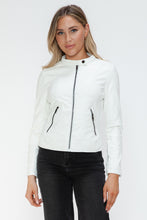Load image into Gallery viewer, Snobbish Faux Leather Zip Up Drawstring Hooded Jacket

