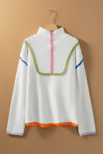 Load image into Gallery viewer, Contrast Half Zip Drop Shoulder Sweater
