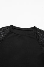 Load image into Gallery viewer, Lace Detail Round Neck Lantern Sleeve Top
