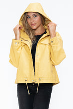Load image into Gallery viewer, How Dare U Drawstring Hem PU Leather Zip Up Jacket
