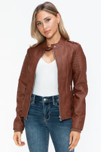 Load image into Gallery viewer, Snobbish PU Leather Biker Jacket with Side Zip Pockets
