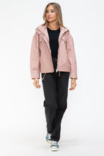 Load image into Gallery viewer, How Dare U Drawstring Hem PU Leather Zip Up Jacket
