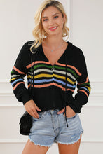 Load image into Gallery viewer, Striped Zip Up Hooded Sweater Cardigan
