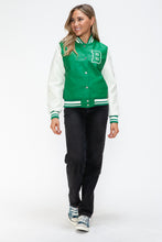 Load image into Gallery viewer, Love Me Now PU Leather Contrast Snap Down Bomber Jacket
