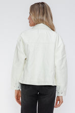 Load image into Gallery viewer, How Dare U Drawstring Hem PU Leather Zip Up Jacket
