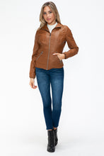 Load image into Gallery viewer, YMI Faux Layered Double-Zipper Jacket with Fuzzy Hood
